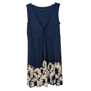 Style & Co dress in blue white Women's size Large, stretch sleeveless V Neck